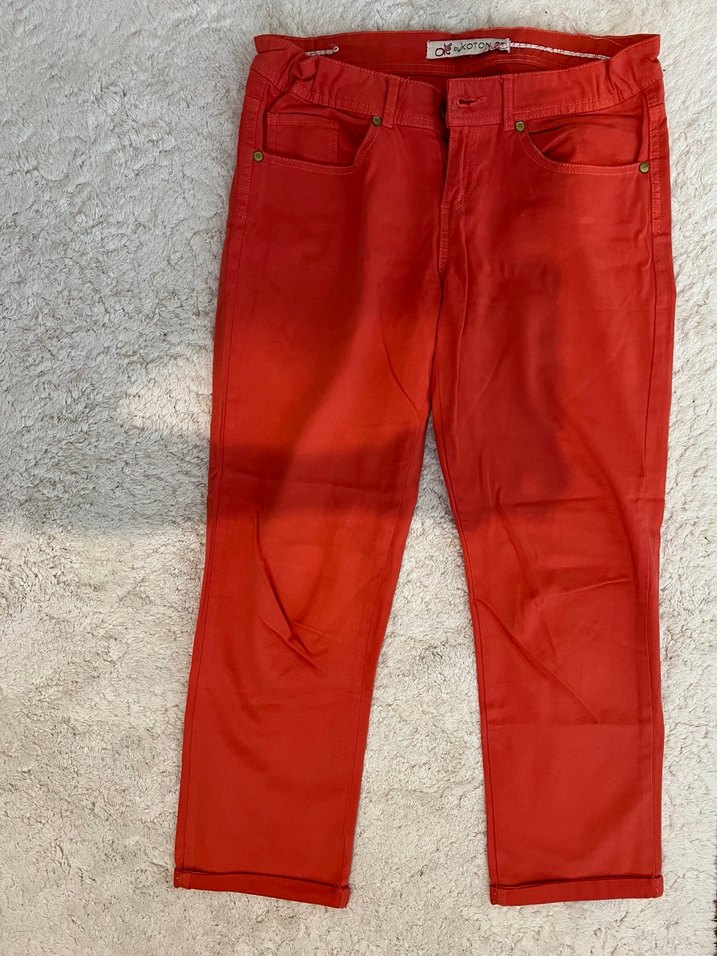 Nar çiçeği Kadın Midi Boy Pantolon - Görsel 2