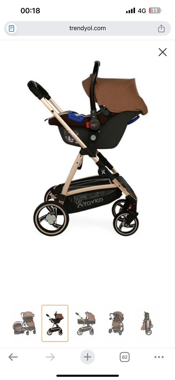 Yoyko Kahverengi Bebek Arabası ve Taşıyıcı Seti - Görsel 2
