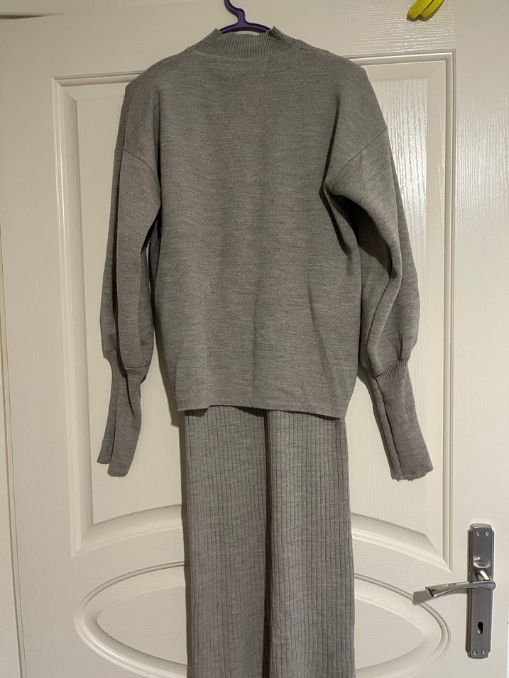 Gri Uzun Örgü Kadın Elbise - Görsel 2