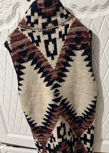 Bohem Desenli Örgü Kolsuz Kadın Süveter - Görsel 2