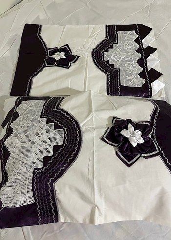 Mor İşlemeli Yatak Örtüsü - Görsel 5