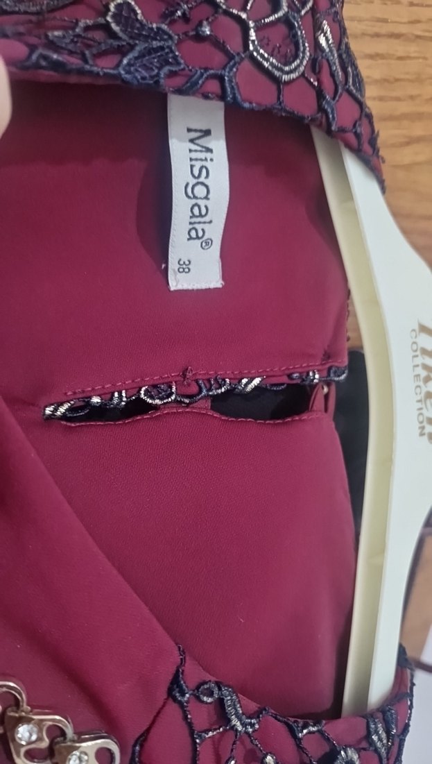 Bordo Uzun Kollu Drapeli Kadın Elbise - Görsel 3