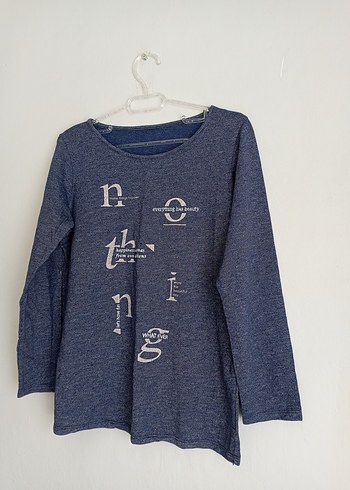 Mavi Baskılı Hamile Uzun Kollu Tişört - Görsel 2