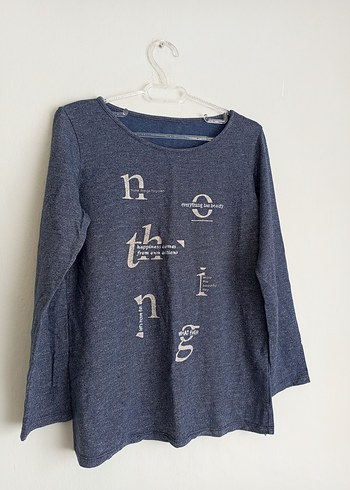 Mavi Baskılı Hamile Uzun Kollu Tişört - Görsel 3