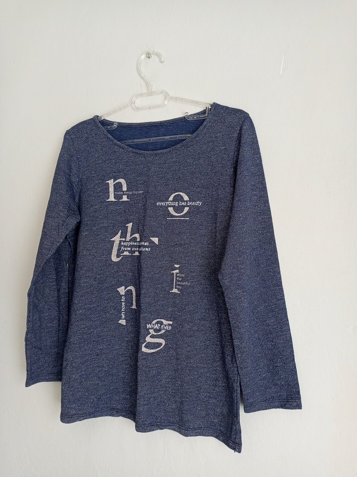 Mavi Baskılı Hamile Uzun Kollu Tişört - Görsel 2