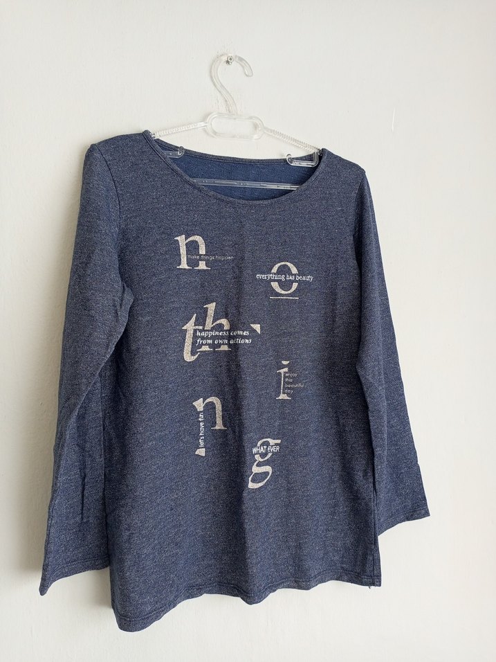 Mavi Baskılı Hamile Uzun Kollu Tişört - Görsel 3