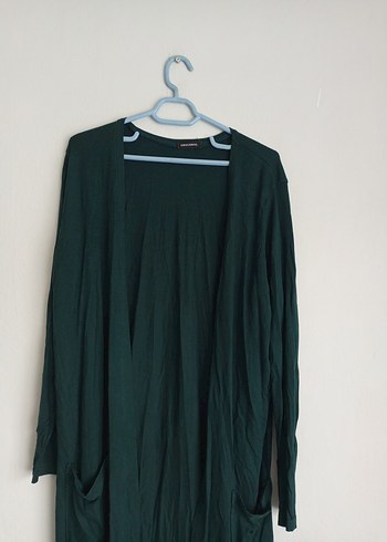 Uzun Kollu Yeşil Kadın Hırka - Görsel 2