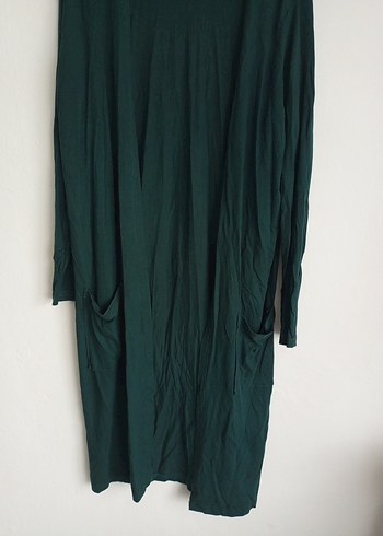 Uzun Kollu Yeşil Kadın Hırka - Görsel 3