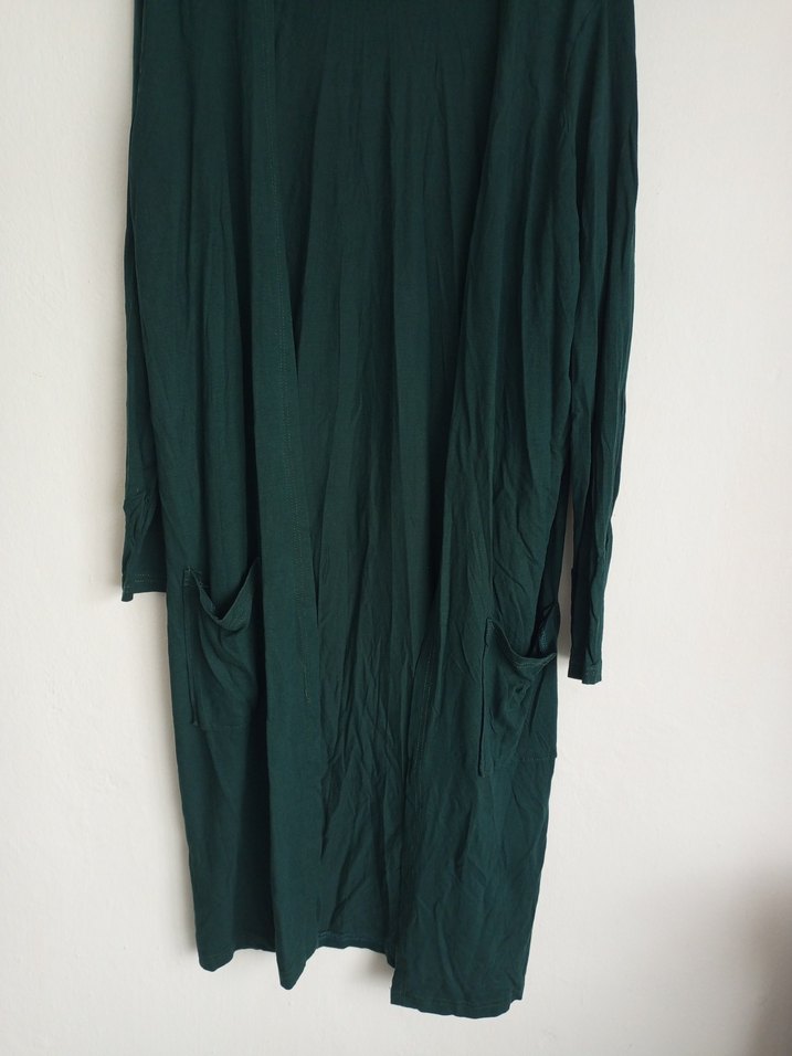 Uzun Kollu Yeşil Kadın Hırka - Görsel 3