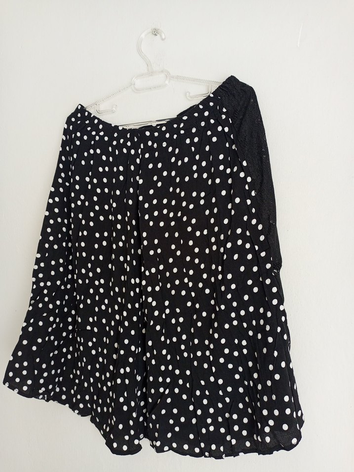 Siyah Puantiyeli Mini Hamile Etek - Görsel 4