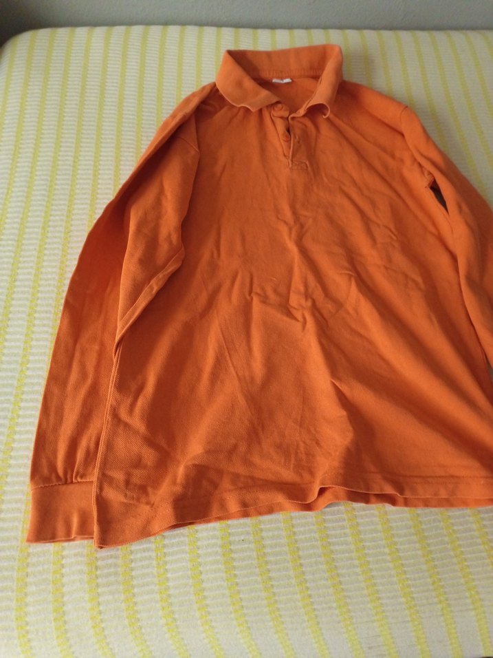 Turuncu Uzun Kollu Erkek Polo Tişört - Görsel 3