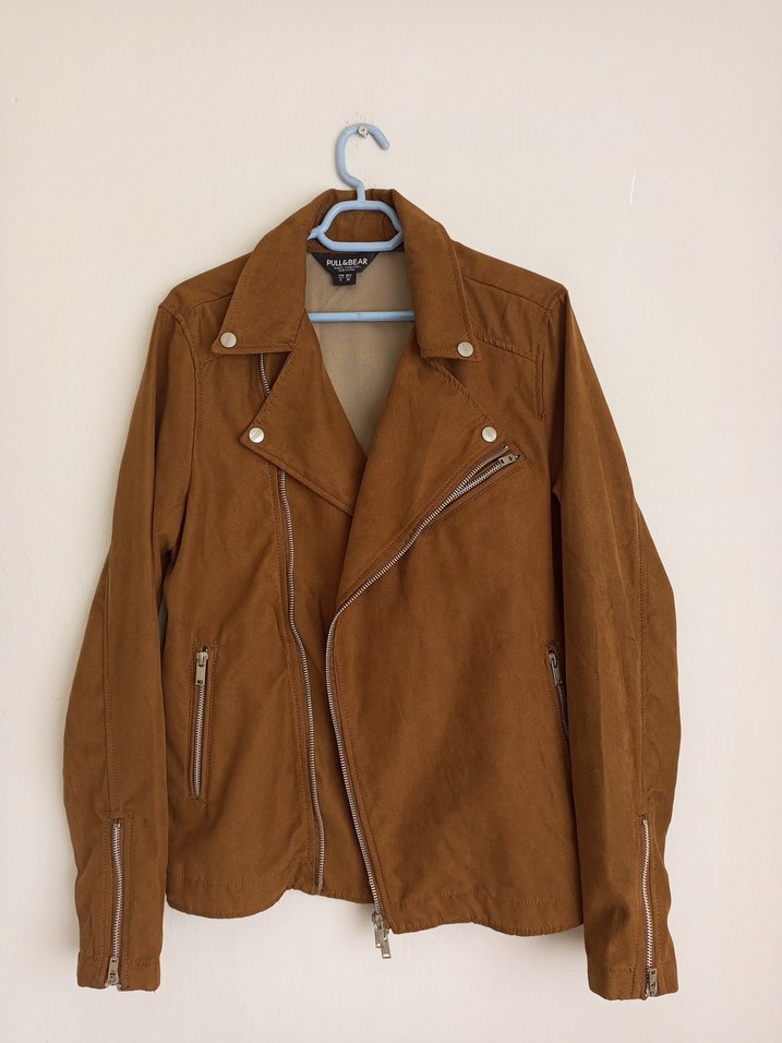 Pull&Bear Erkek Süet Biker Ceket - Görsel 5