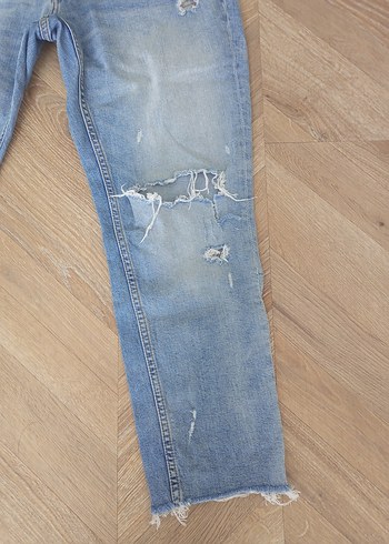 Yırtık Detaylı Midi Boy Kadın Kot Pantolon - Görsel 2