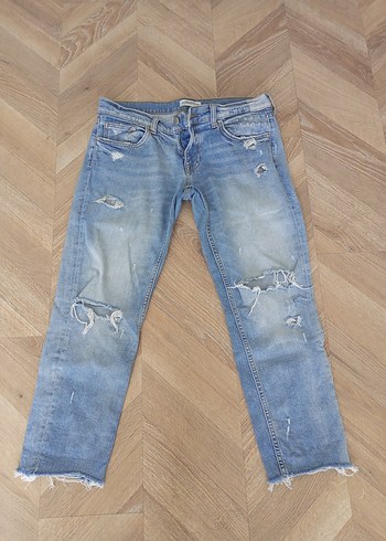 Yırtık Detaylı Midi Boy Kadın Kot Pantolon - Görsel 6