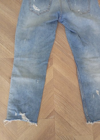 Yırtık Detaylı Midi Boy Kadın Kot Pantolon - Görsel 8