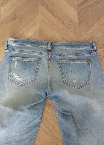 Yırtık Detaylı Midi Boy Kadın Kot Pantolon - Görsel 9