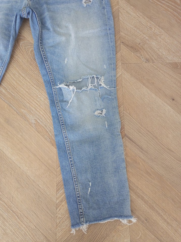 Yırtık Detaylı Midi Boy Kadın Kot Pantolon - Görsel 2