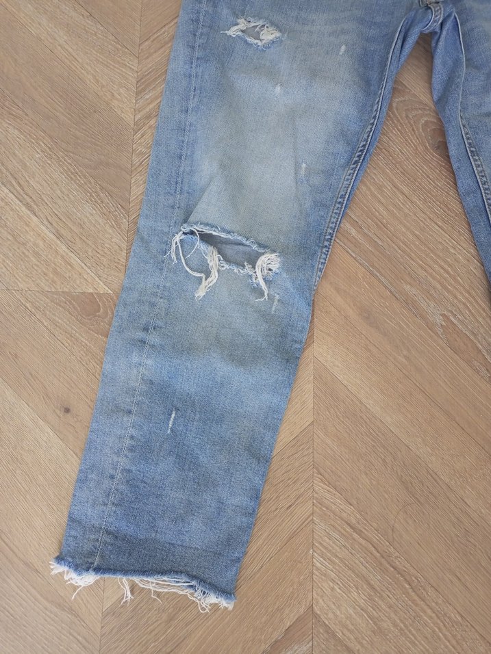 Yırtık Detaylı Midi Boy Kadın Kot Pantolon - Görsel 3