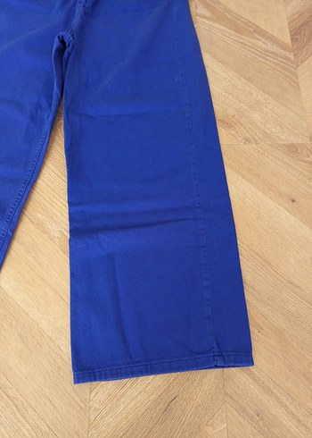 Kadın Mavi Bol Kesim Midi Kot Pantolon - Görsel 2