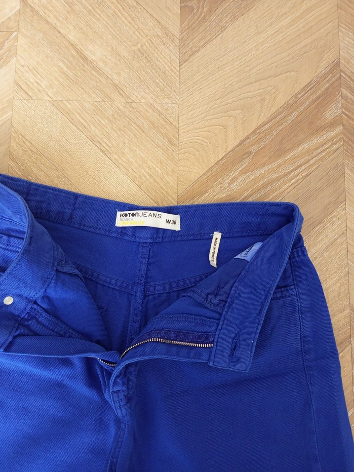 Kadın Mavi Bol Kesim Midi Kot Pantolon - Görsel 5