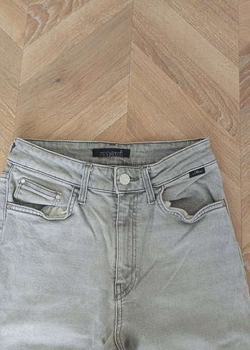 Gri Regular Fit Midi Kadın Denim Pantolon - Görsel 2