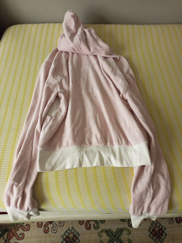 Pembe Kapüşonlu Fermuarlı Kadın Ceket - Görsel 3