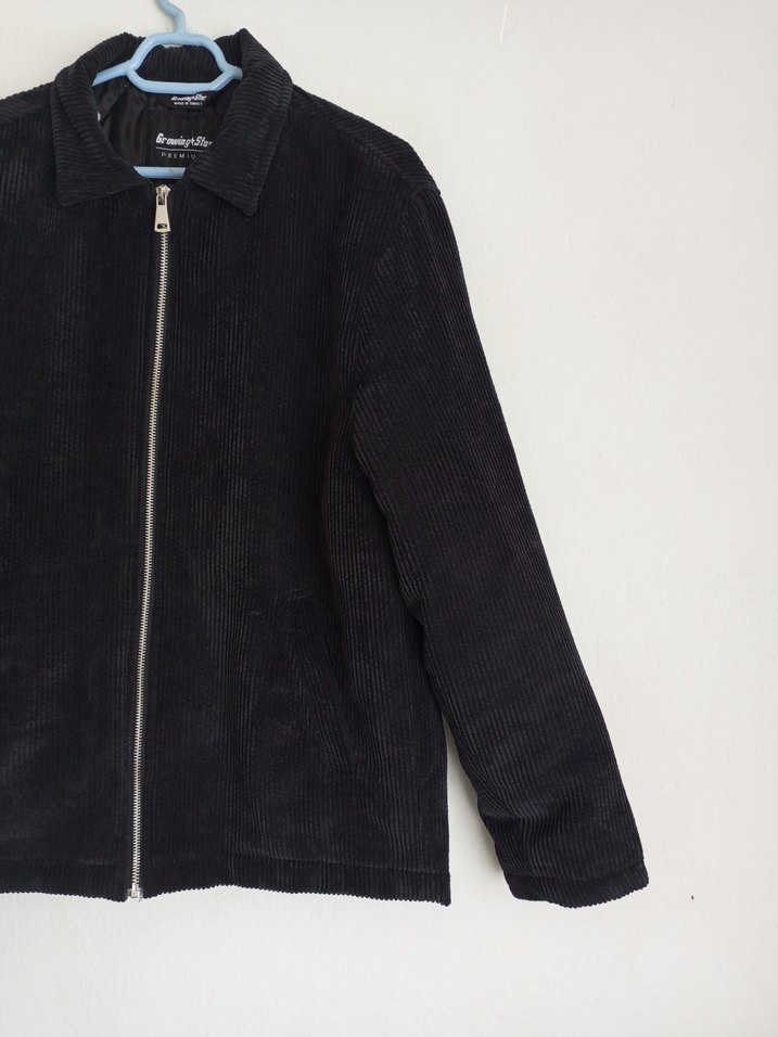 Erkek Siyah Fermuarlı Kadife Mont - Görsel 3