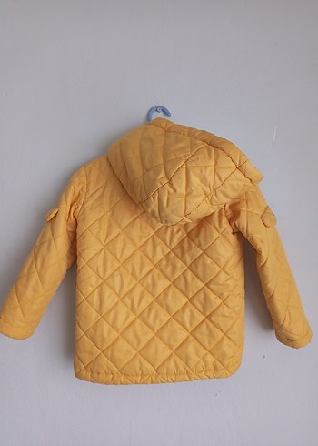 Sarı Kapüşonlu Düğmeli Erkek Çocuk Mont - Görsel 6