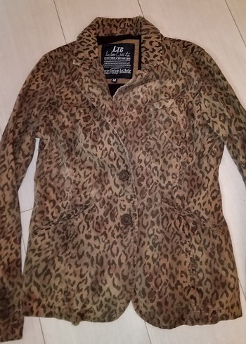 LTB Kahverengi Leopar Desenli Kadin Suet Ceket