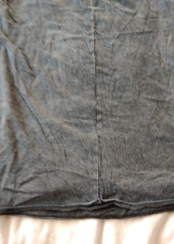 Gri Kısa Kollu Hamile Keten Tişört - Görsel 3