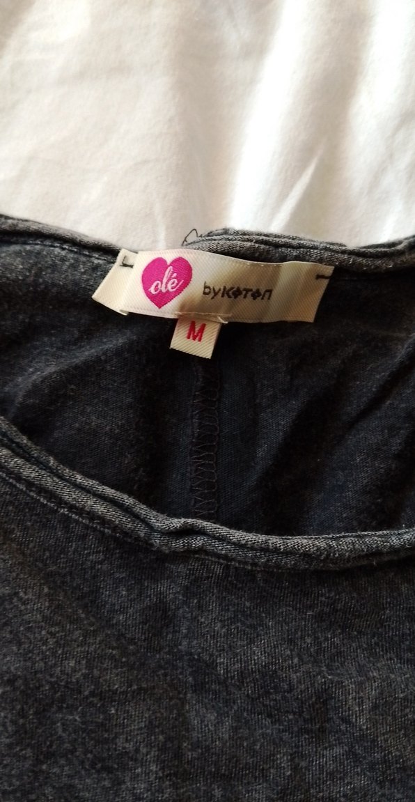 Gri Kısa Kollu Hamile Keten Tişört - Görsel 2