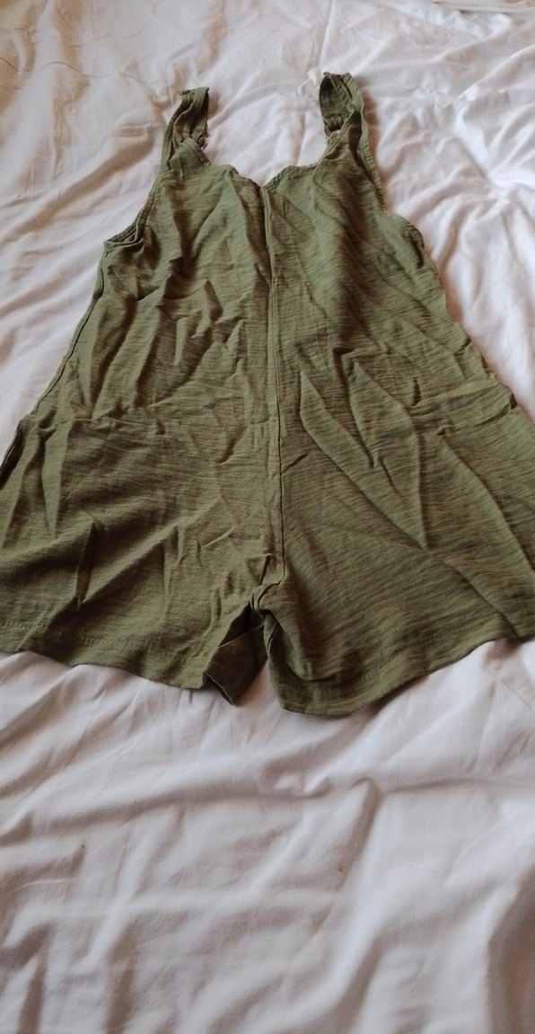 Düğmeli Kolsuz Keten Tulum - Görsel 2