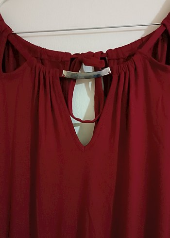 Bordo Kolsuz Uzun Viscon Elbise - Görsel 2