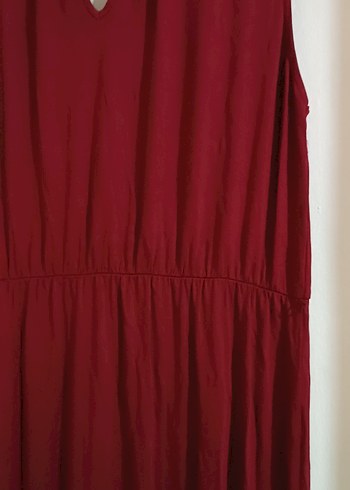 Bordo Kolsuz Uzun Viscon Elbise - Görsel 3