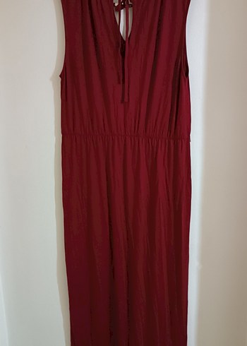 Bordo Kolsuz Uzun Viscon Elbise - Görsel 4