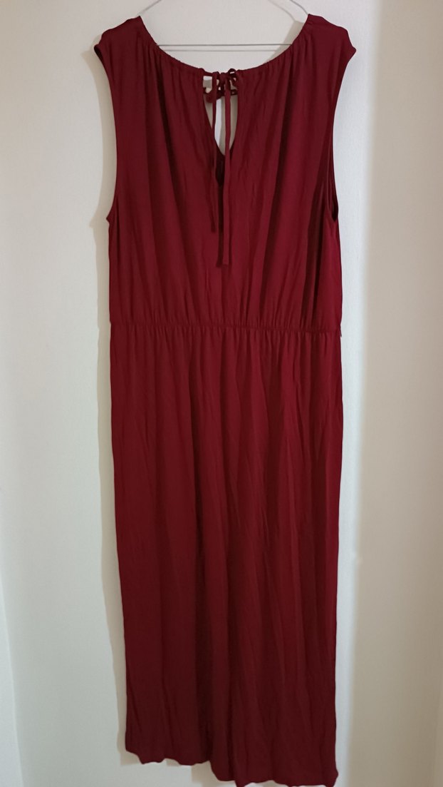 Bordo Kolsuz Uzun Viscon Elbise - Görsel 4