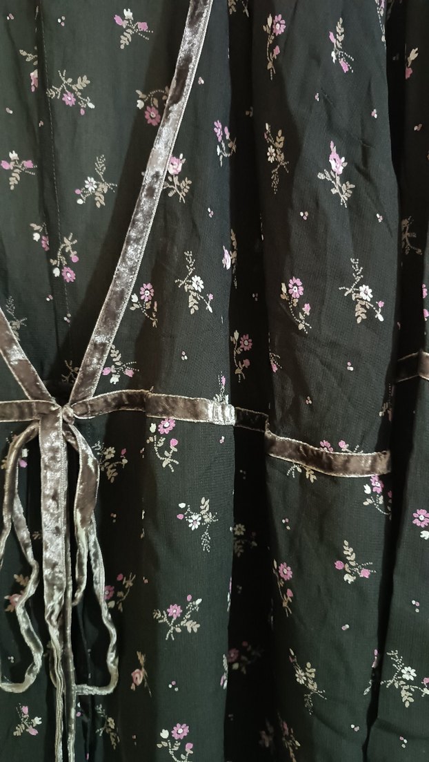 Nakışlı Bohem Kahverengi Çiçekli Uzun Kadın Elbisesi - Görsel 2