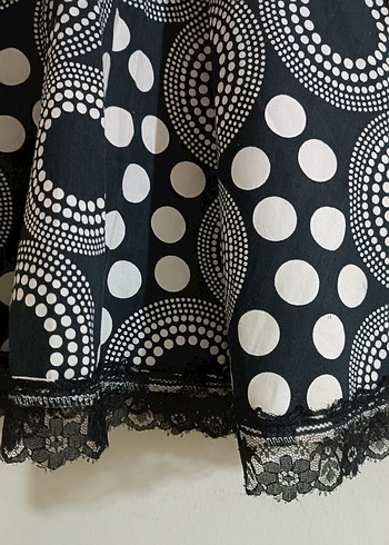 Puantiyeli Siyah Midi  Etek - Görsel 2