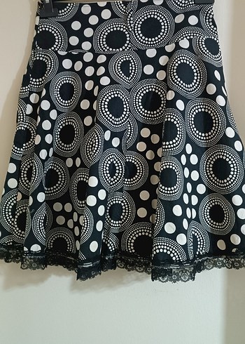 Puantiyeli Siyah Midi  Etek - Görsel 6