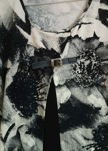 Desenli Kemerli Uzun elbise - Görsel 2