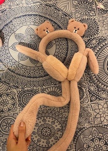 Camel Renkli Peluş Ayıcık Saç Bandı - Görsel 3