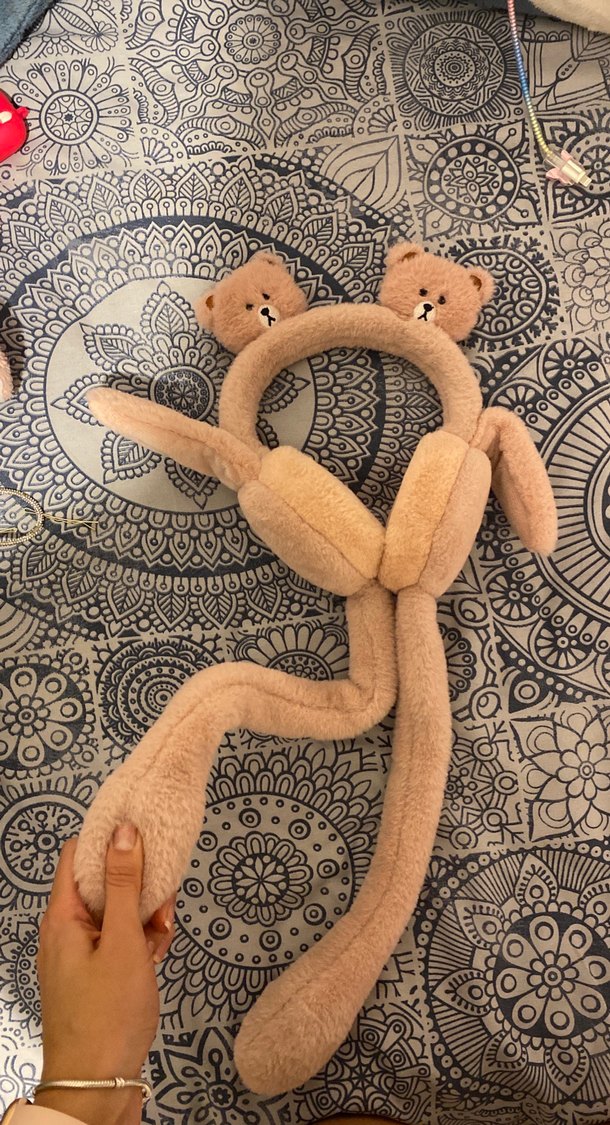 Camel Renkli Peluş Ayıcık Saç Bandı - Görsel 3