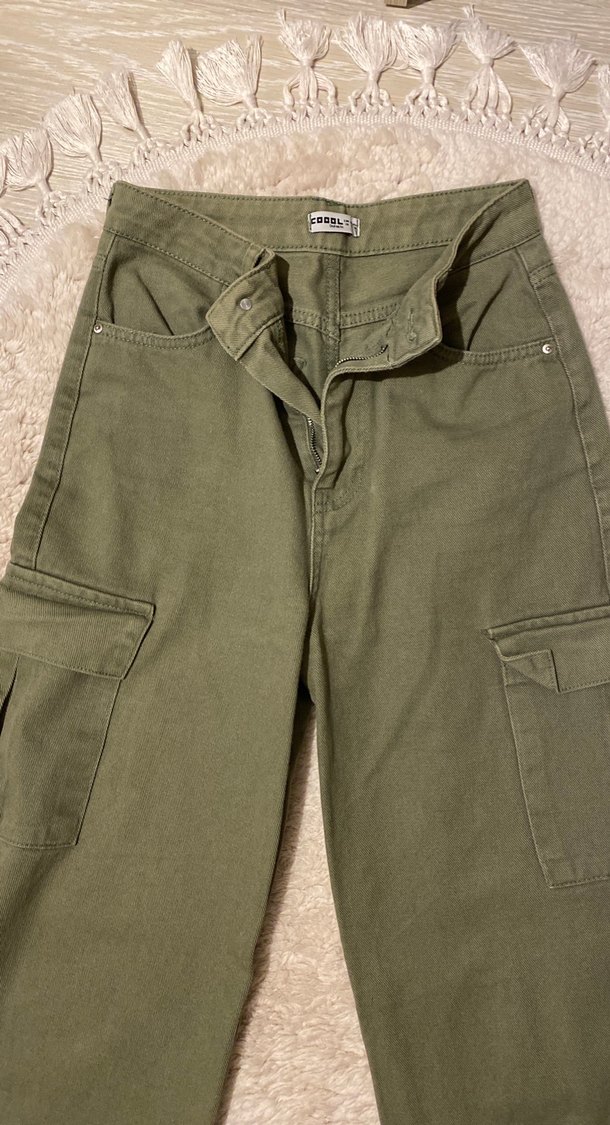 Y2K yesil asker rengi pantolon - Görsel 3