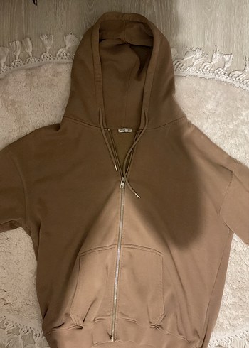 Y2k Oldschool Kahverengi Fermuarlı Kapüşonlu Sweatshirt - Görsel 2