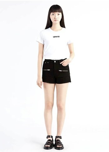 Paige Siyah Fitted Denim Mini Sort