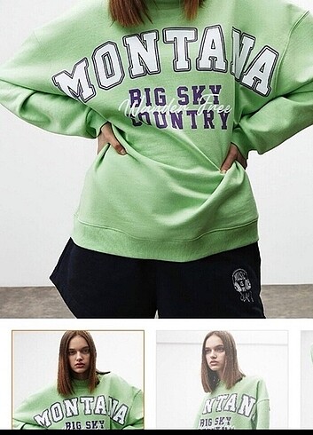 Montana Baskılı Sweatshirt Oversize