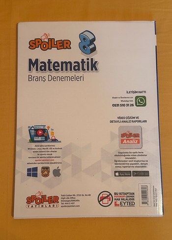 Spoiler Matematik Branş Denemeleri Kitabı - Görsel 2