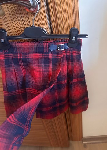 Çocuk Kırmızı Ekose Midi Etek 9-10 yaş - Görsel 2