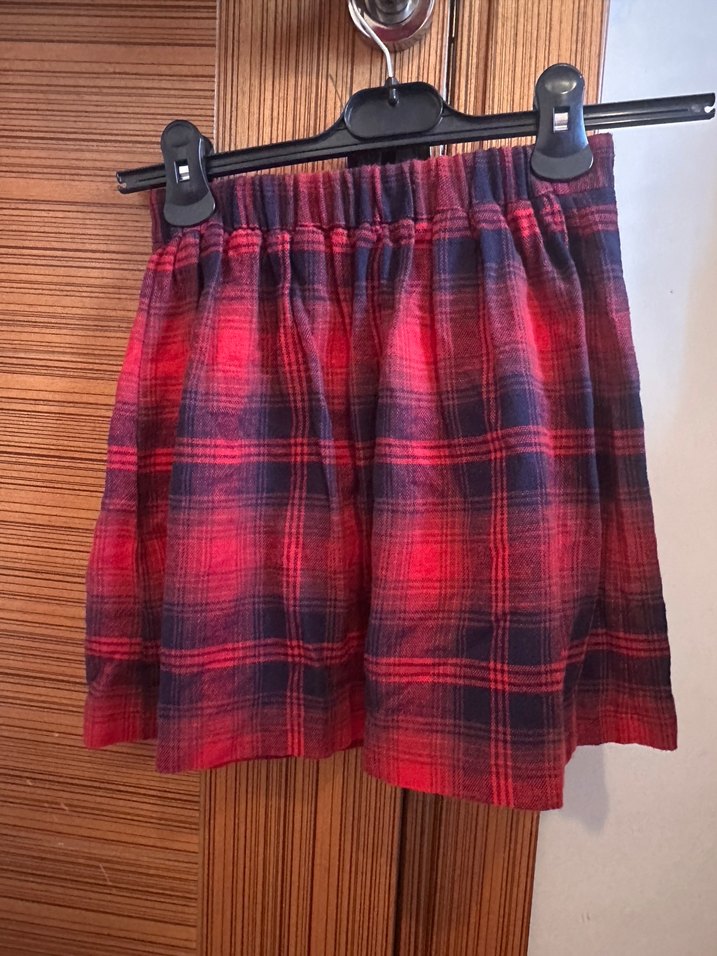 Çocuk Kırmızı Ekose Midi Etek 9-10 yaş - Görsel 3