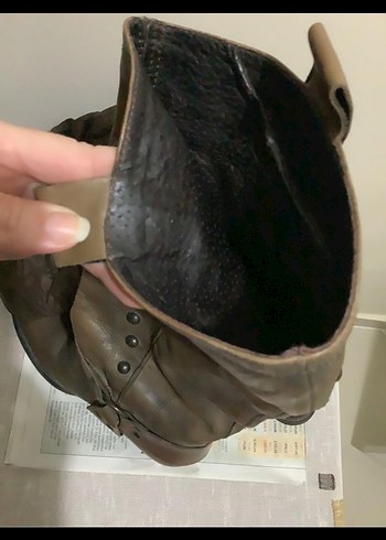 Hotiç Tokalı Kahverengi Deri Kadın Dizüstü Çizme - Görsel 5